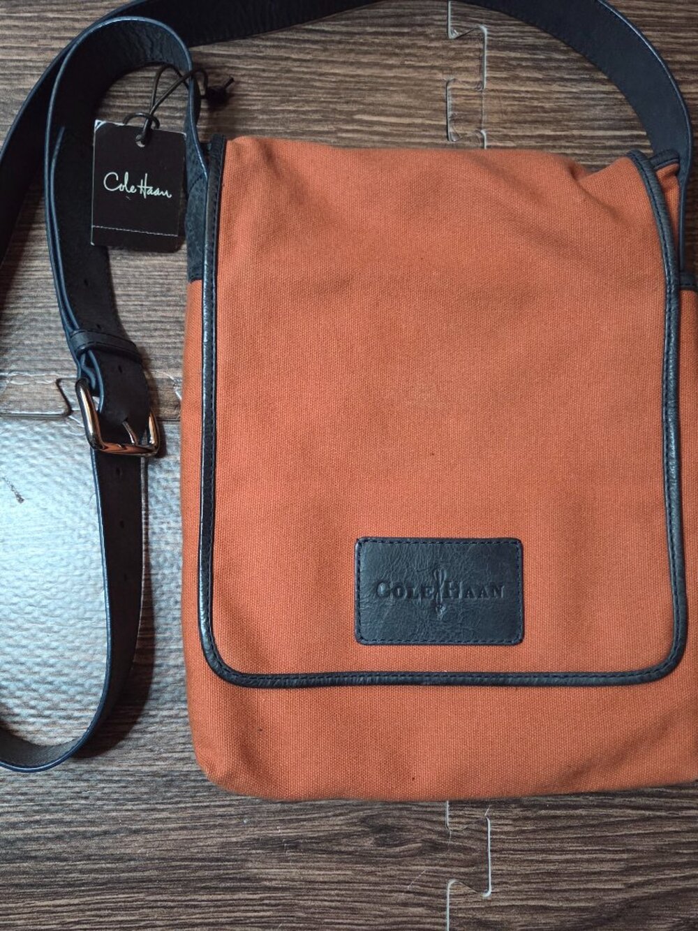 Cole Haan Orange Canvas Newspaper Bag